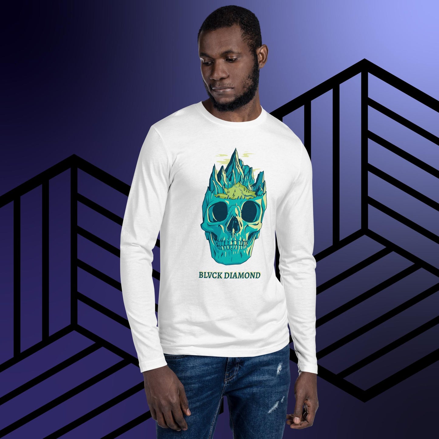 Aqua King Skull Long Sleeve Fitted Crew