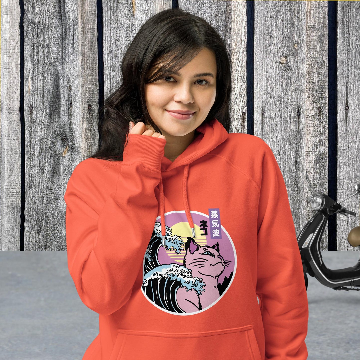 Cat wave Unisex eco raglan hoodie