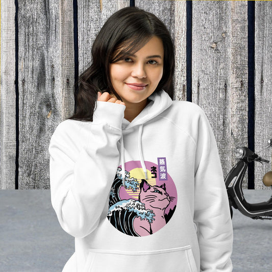 Cat wave Unisex eco raglan hoodie